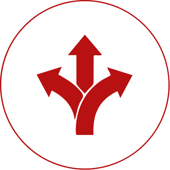 Grafiikka jossa ylöspäin meneviä haarautuvia nuolia